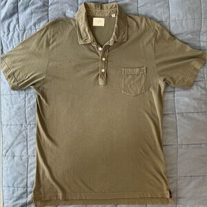 👕 Billy Reid Men’s XXL Garment-Dyed Cotton Polo Henley – olive color 🫒
